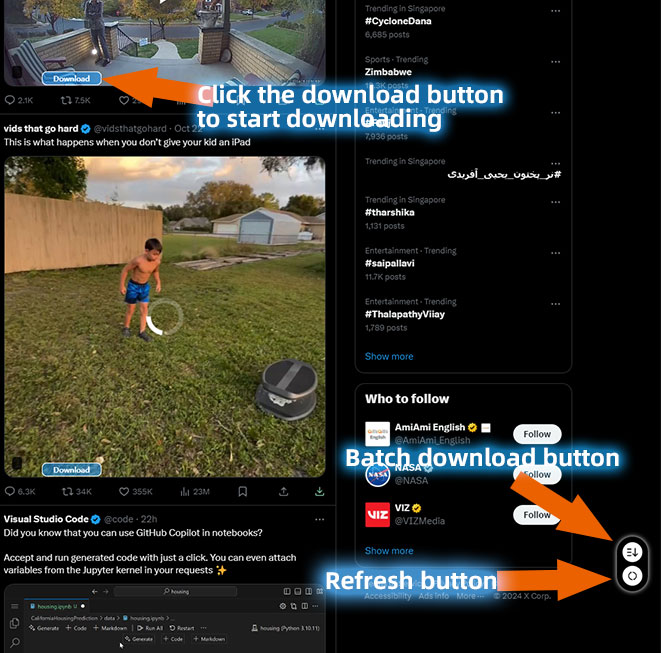 Twitter Media Downloader प्लगइन का उपयोग करने के लिए स्क्रीनशॉट